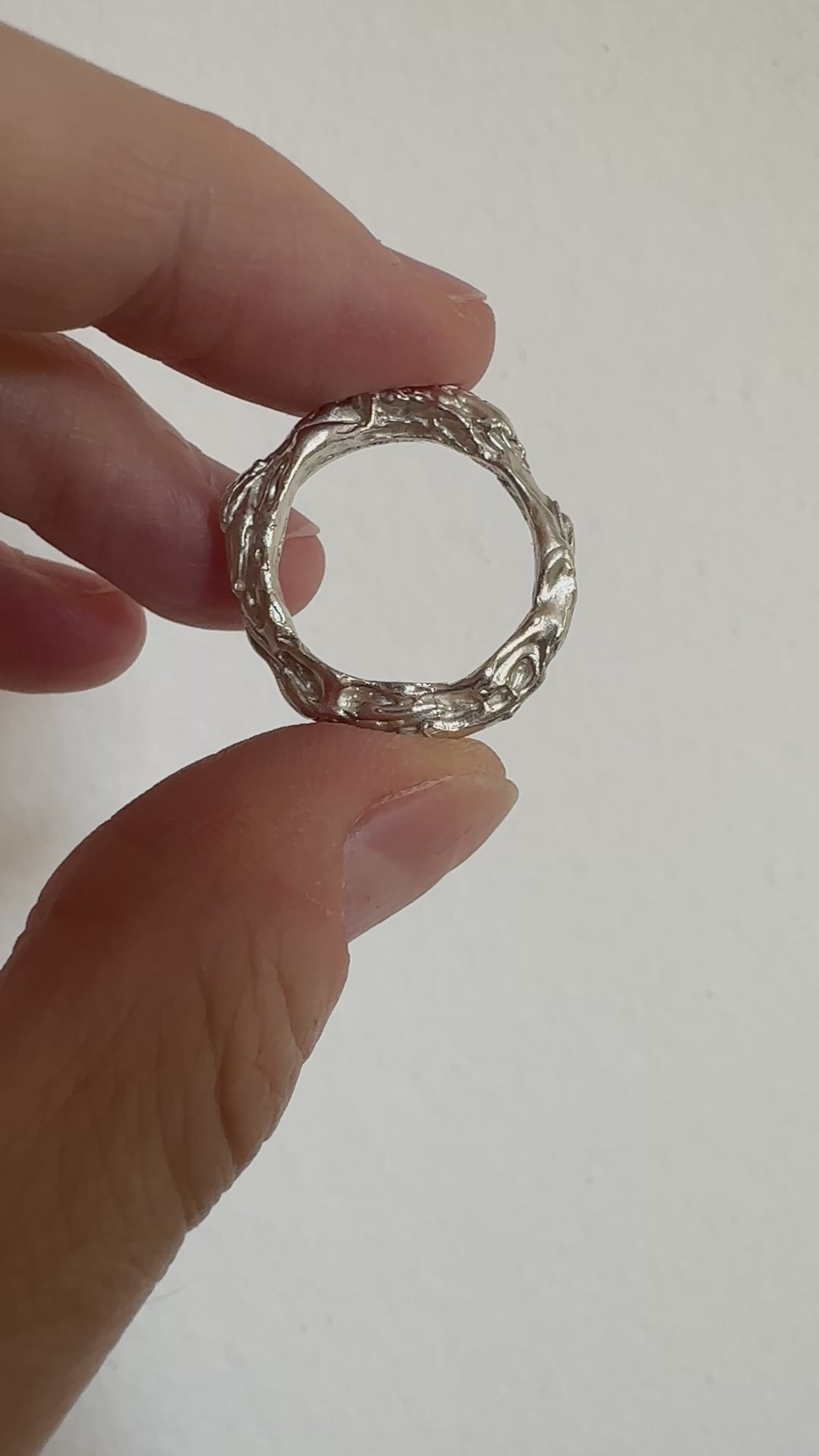 Silver textured ring. Modern unisex minimalist jewelry ring Distortion