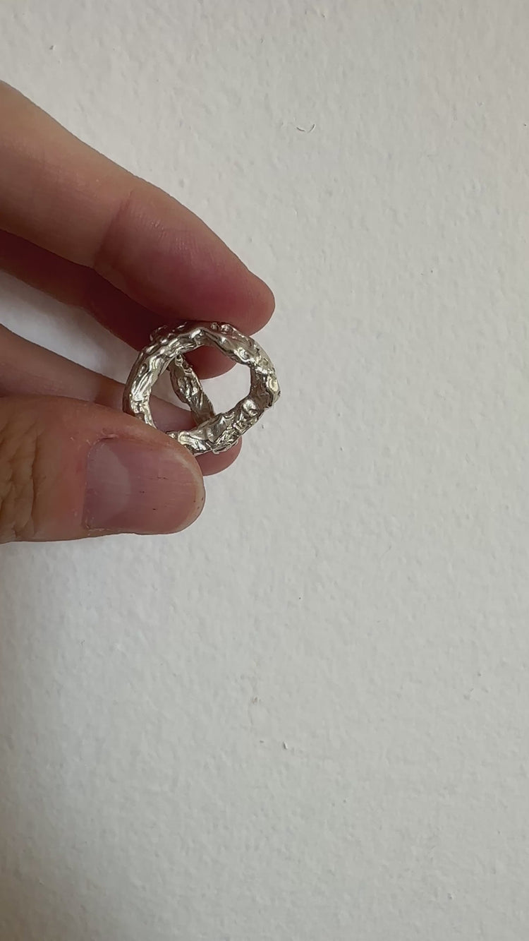 Sterling silver textured ring Luna. Modern minimalist jewelry Nyc by llayers.