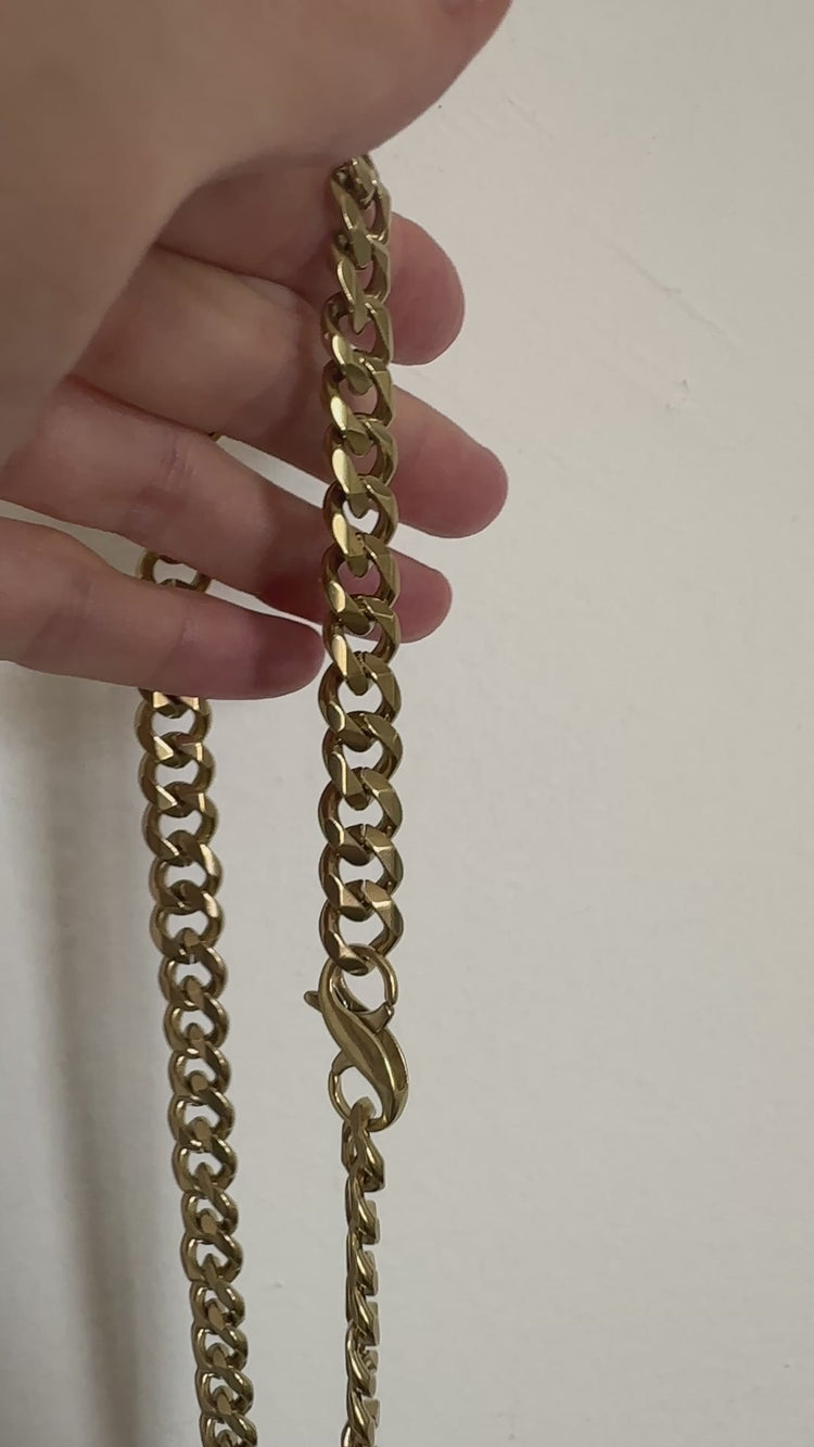 Men's curb brass chain necklace unisex jewelry in New York by llayers 