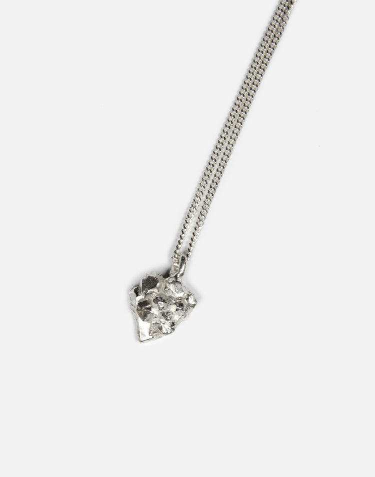 silver cluster sculptural rock pendant necklace in new york by llayers 