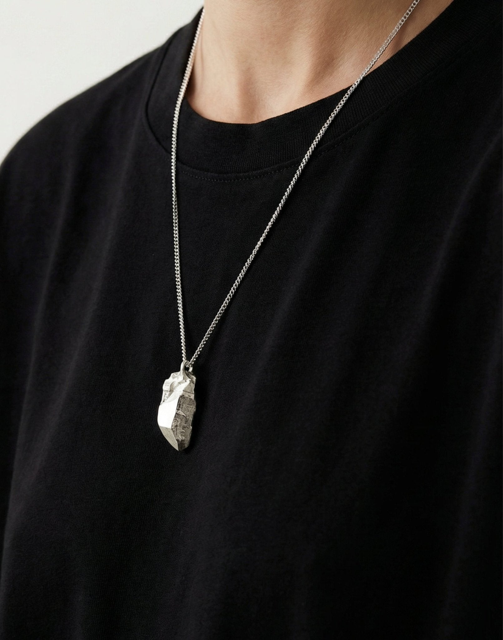 Silver Sculptural rock crystal pendant necklace in Nyc by llayers