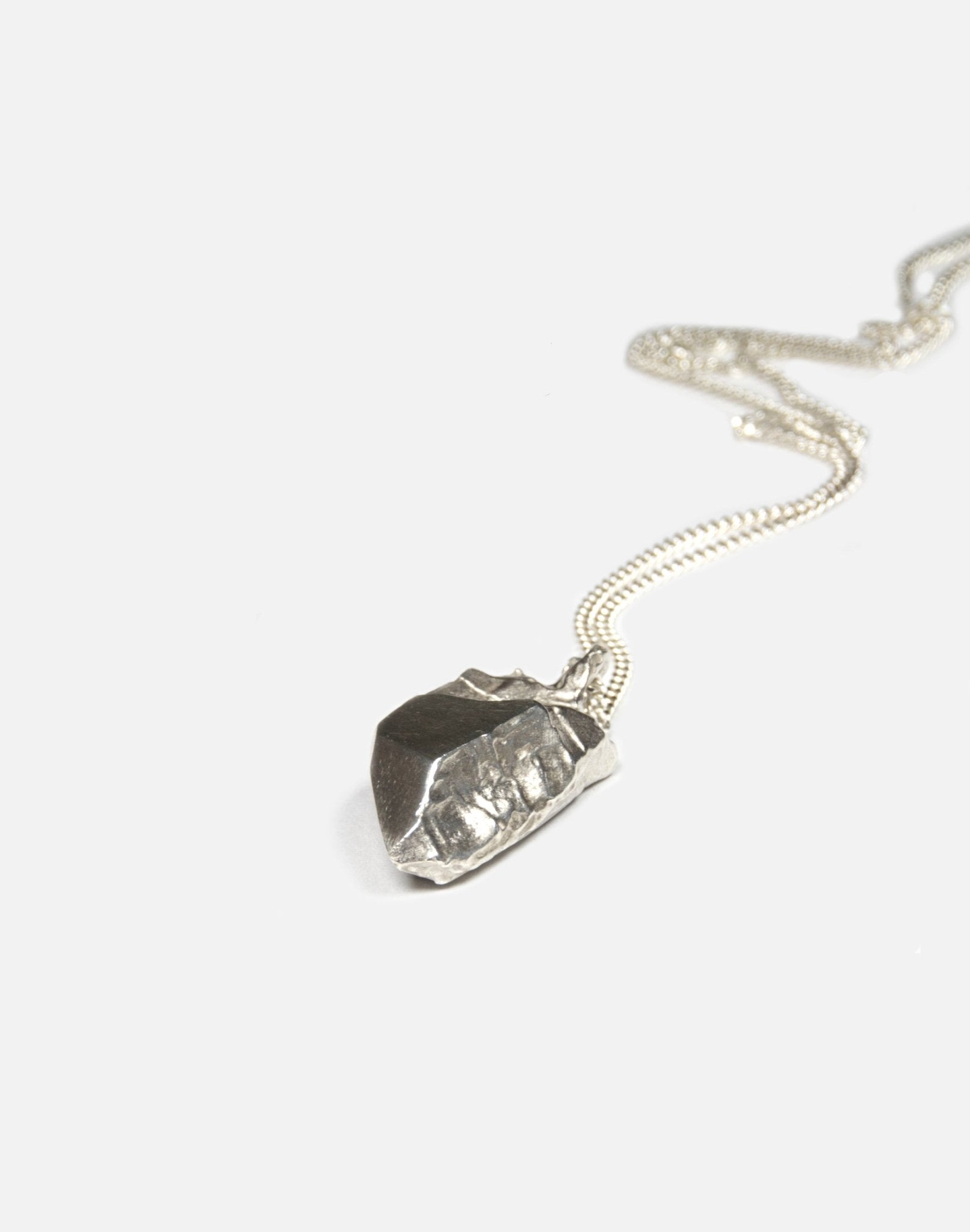 men's Silver Sculptural rock crystal pendant necklace in Nyc by llayers
