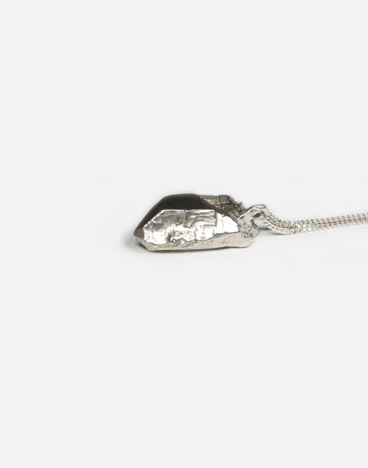 women's Silver Sculptural rock crystal pendant necklace in Nyc by llayers