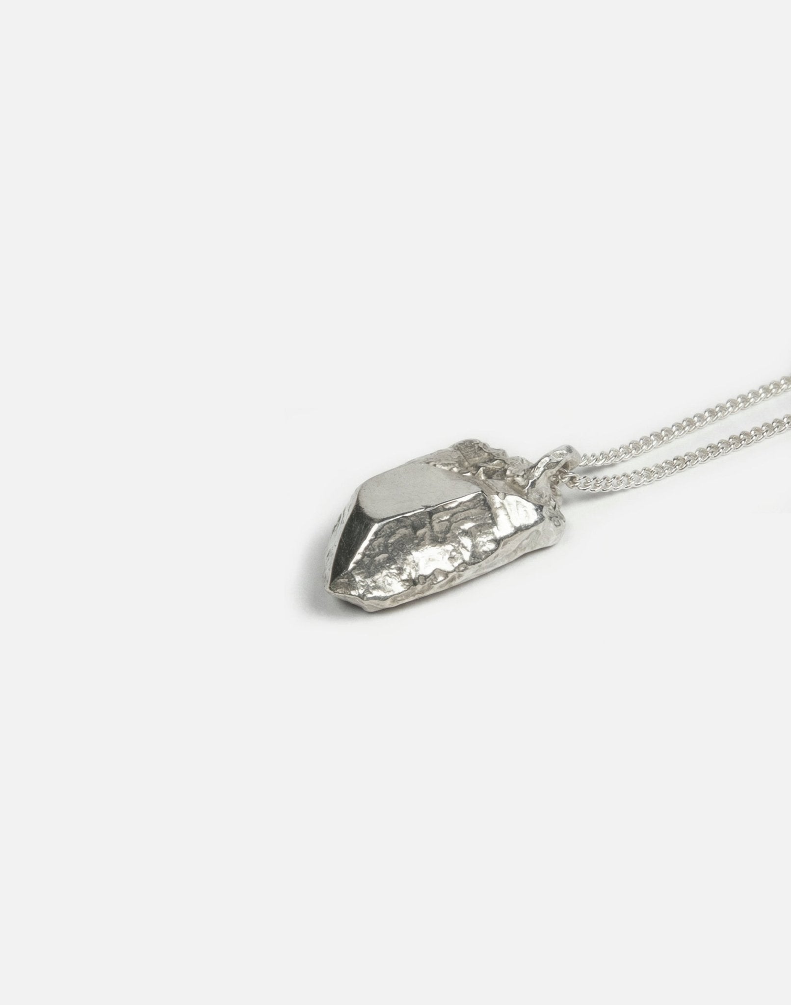 designer Silver Sculptural rock crystal pendant necklace in Nyc by llayers