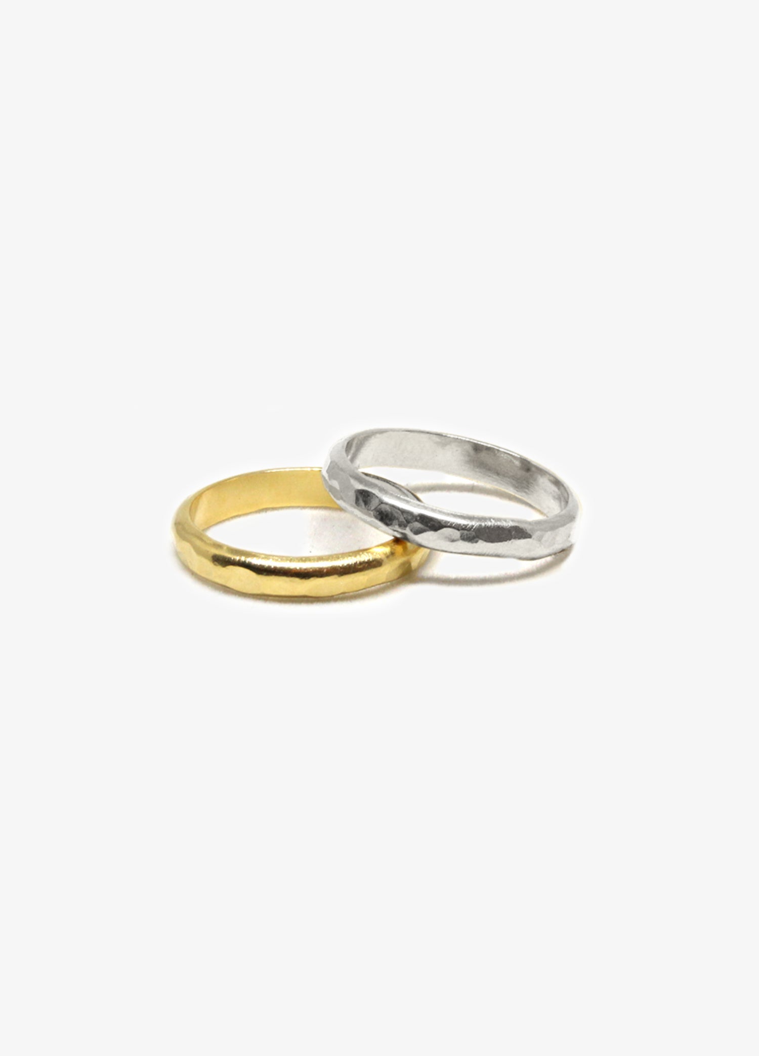 Modern silver hammered round ring. Minimalist engagement rings in Brooklyn New York by designer llayers.