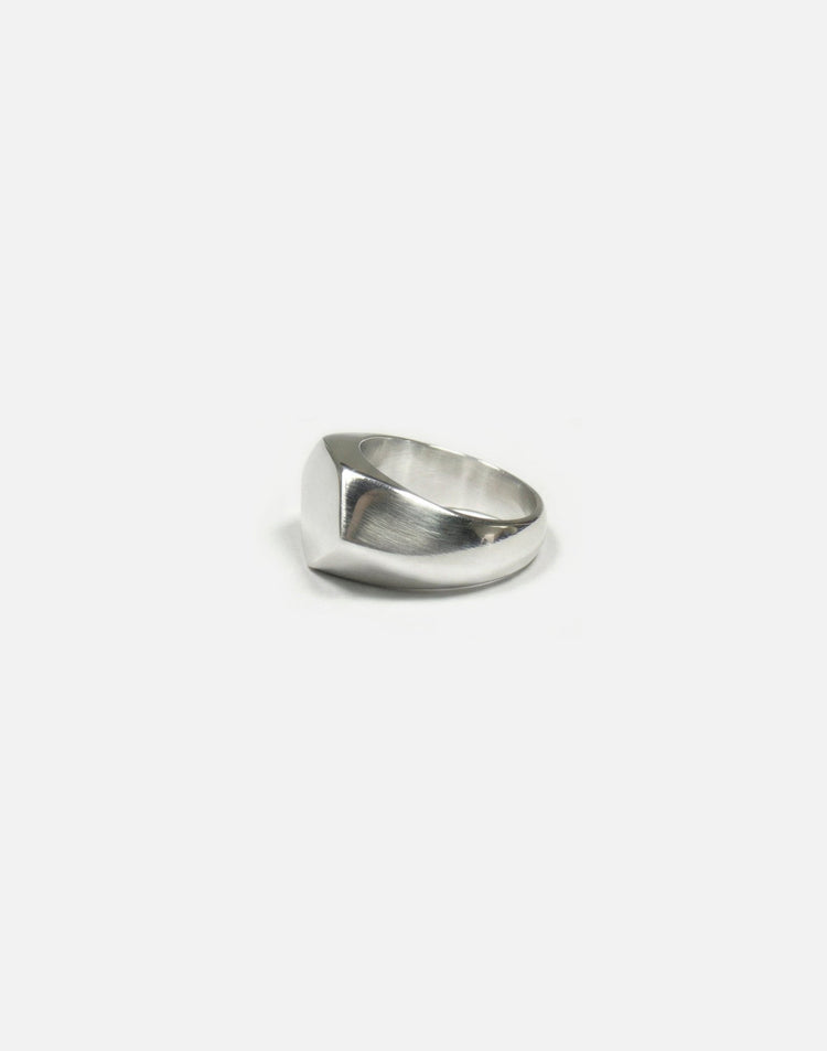 minimalist silver hexagonal signet ring in New York by llayers