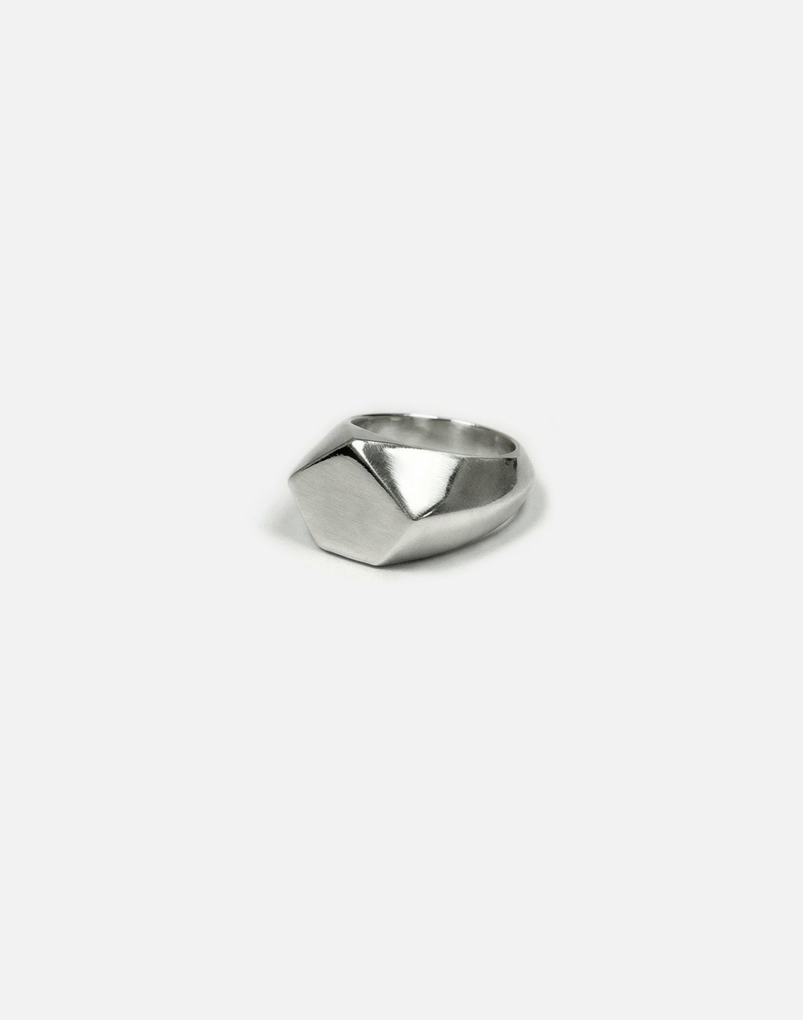 men's silver hexagonal signet ring in New York by llayers