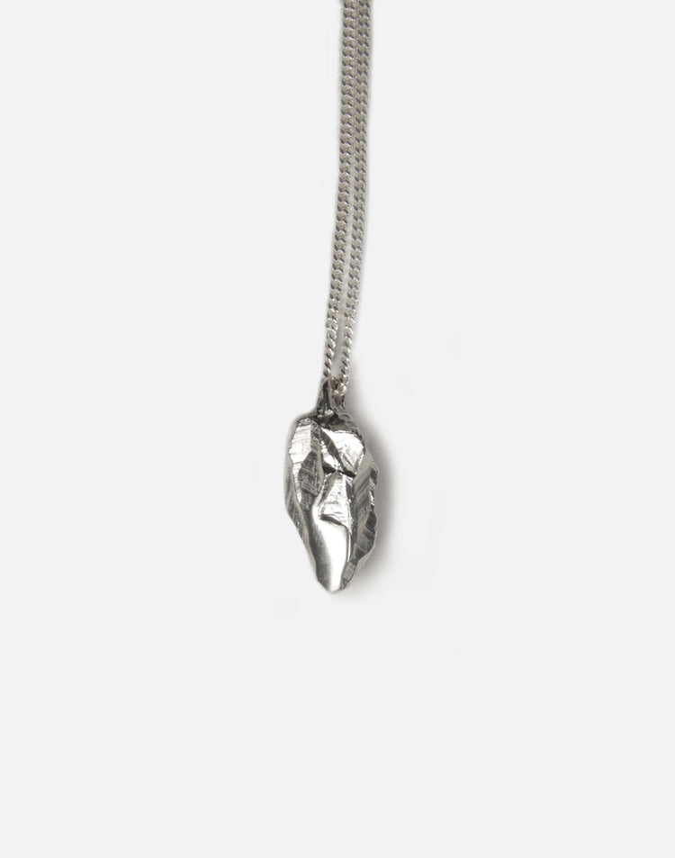 silver sculptural rock pendant necklace in new york by llayers 