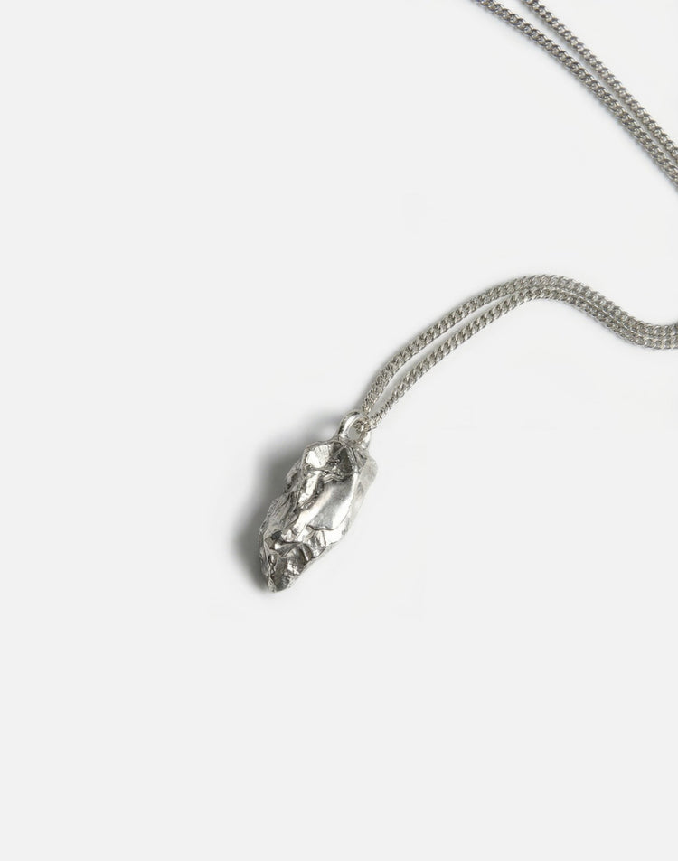 women's silver sculptural rock pendant necklace in new york by llayers 
