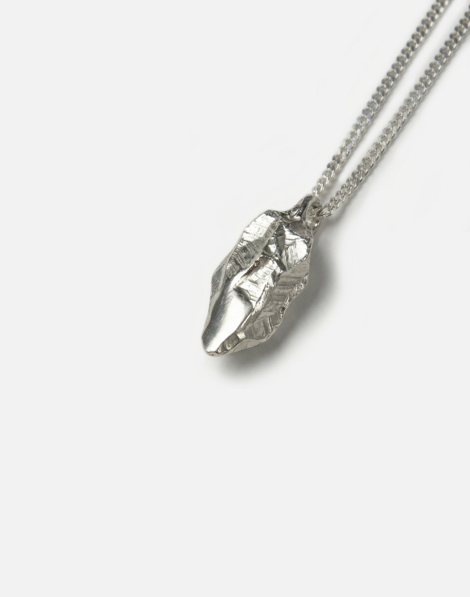 silver sculptural rock pendant necklace in new york by llayers 