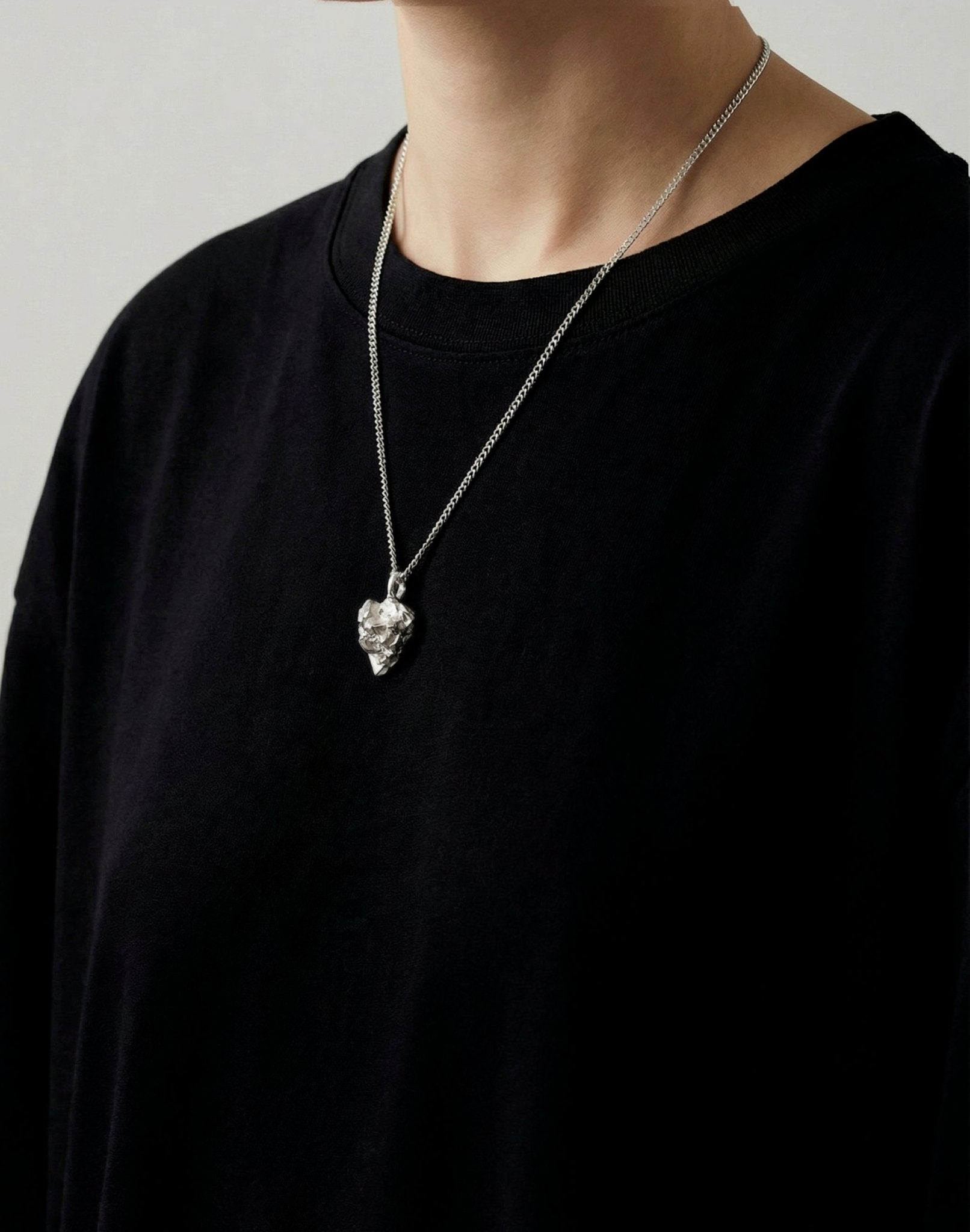 silver cluster sculptural rock pendant necklace in new york by llayers 