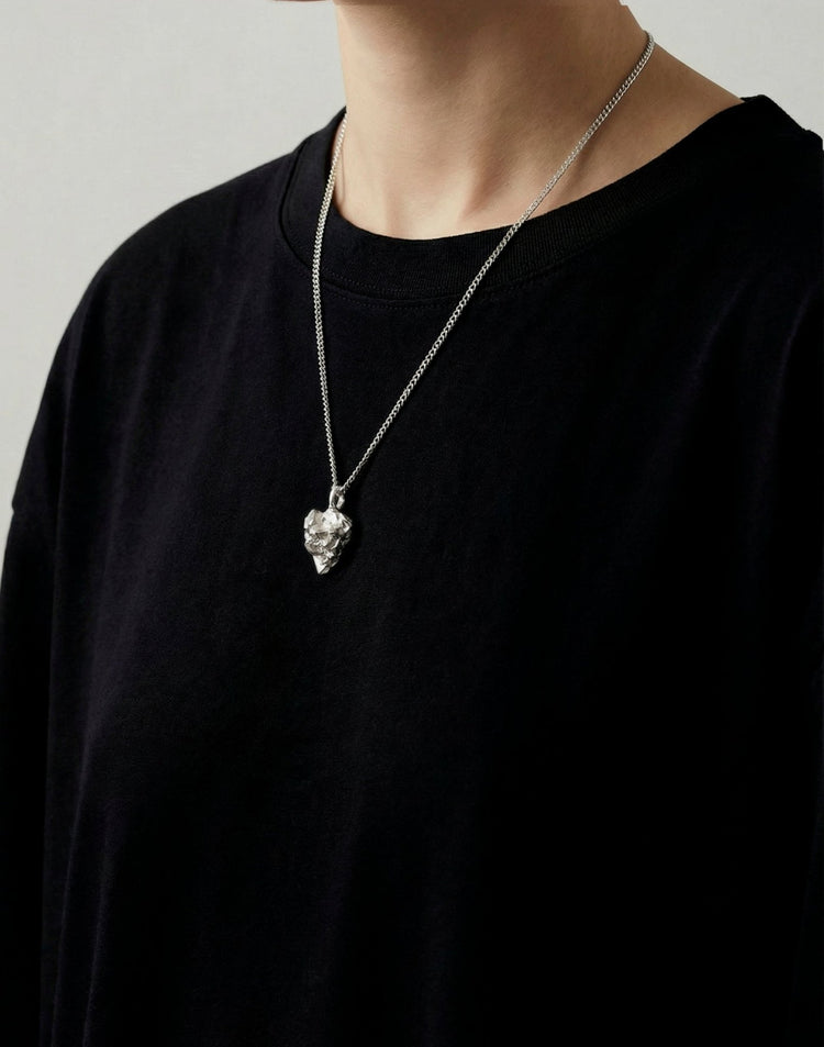 silver cluster sculptural rock pendant necklace in new york by llayers 