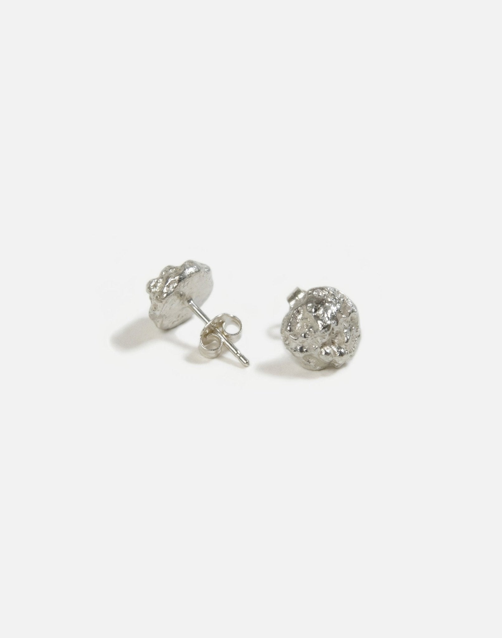 minimalist silver textured studs earrings crafted in new york drusy by llayers