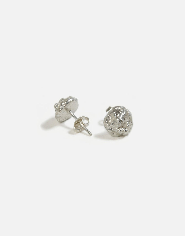 minimalist silver textured studs earrings crafted in new york drusy by llayers