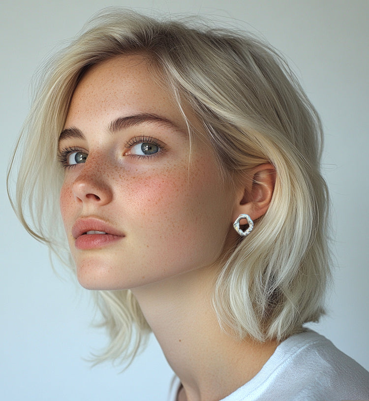 women unisex silver designer earrings elemental jewelry made in Brooklyn New York llayers 