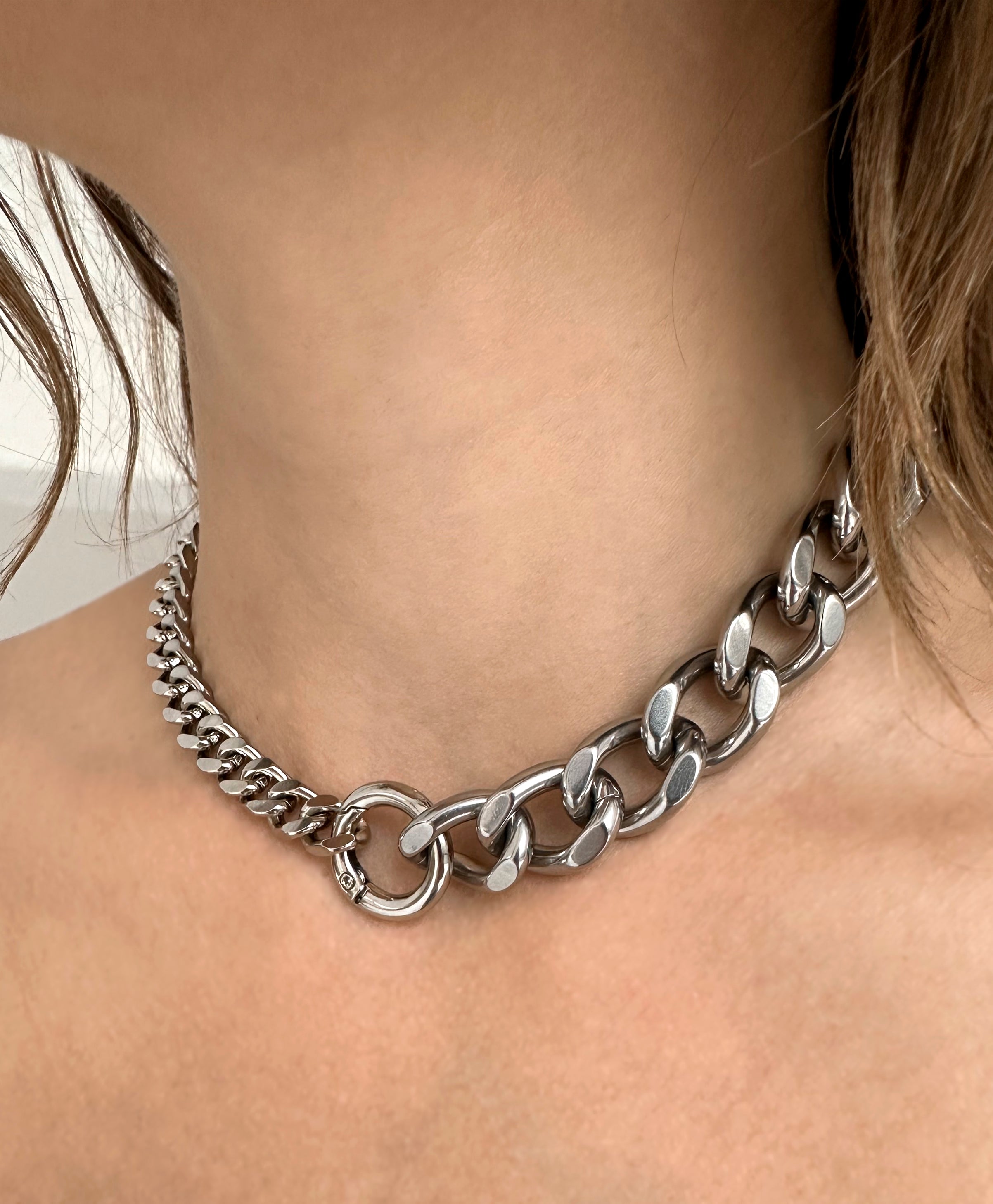 silver stainless steel choke chain necklace unchained 010 Brooklyn New York by llayers men women jewelry