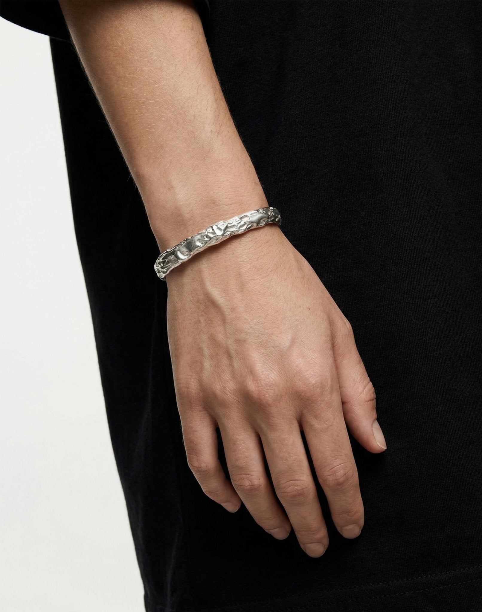 women's sterling silver sculptural molten cuff bracelet in New York
