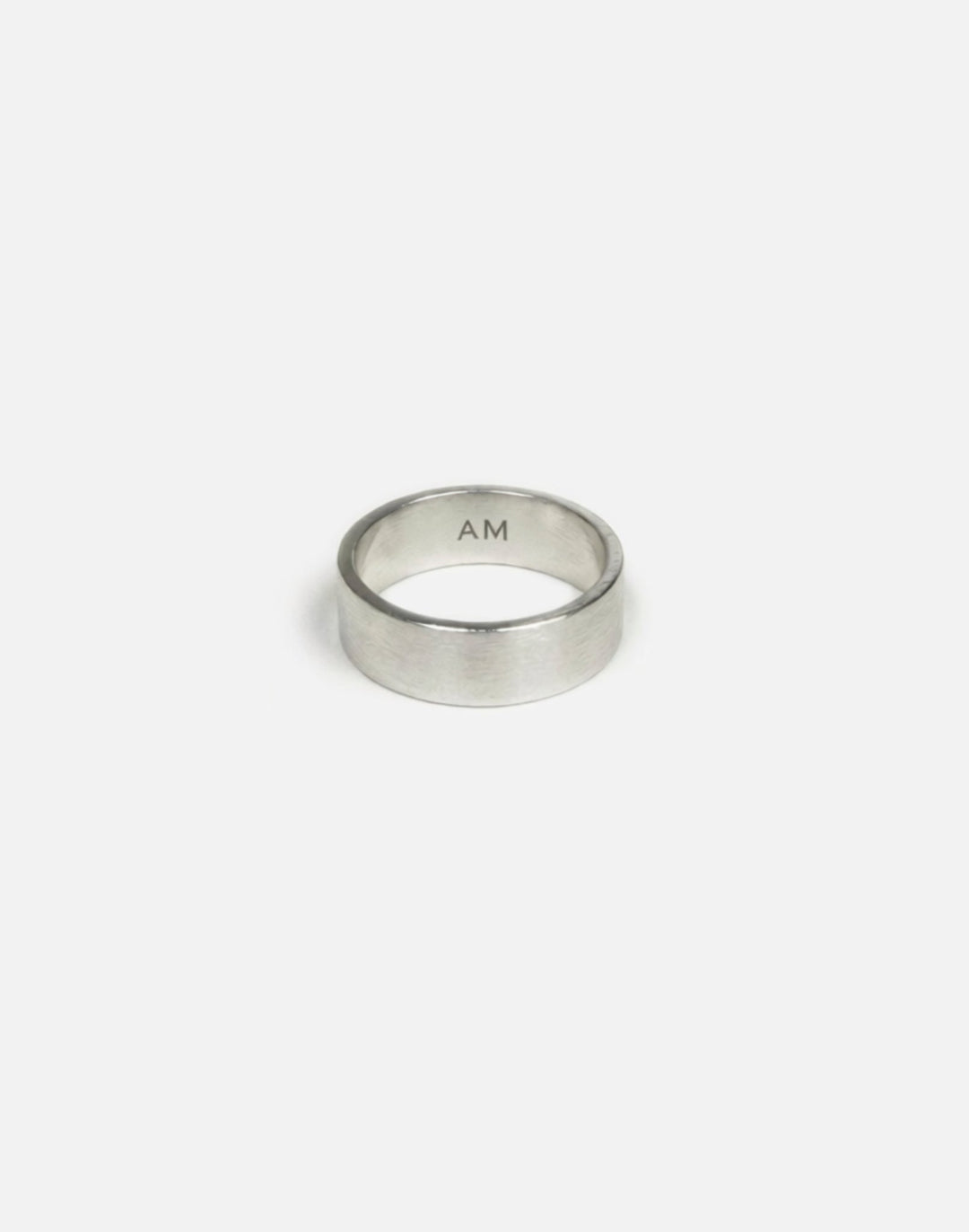 Sterling silver 6mm engraved ring band. Modern minimalist jewelry made in Brooklyn New York by llayers.
