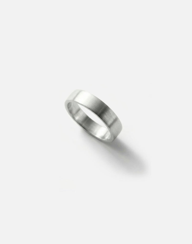 Sterling silver 6mm engraved ring band. Modern minimalist jewelry made in Brooklyn New York by llayers.