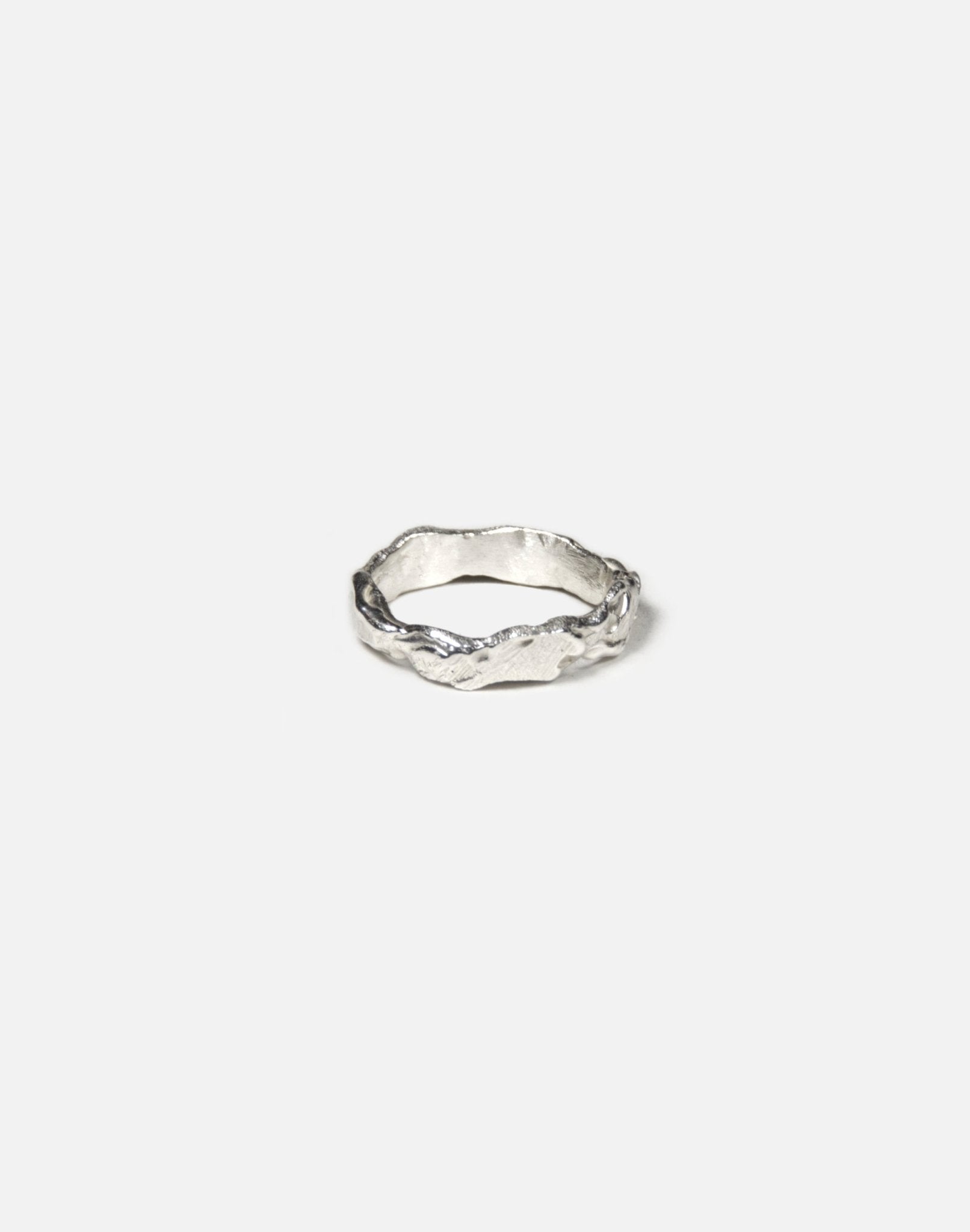 sterling silver thin textured molten ring crafted in new york lava by llayers