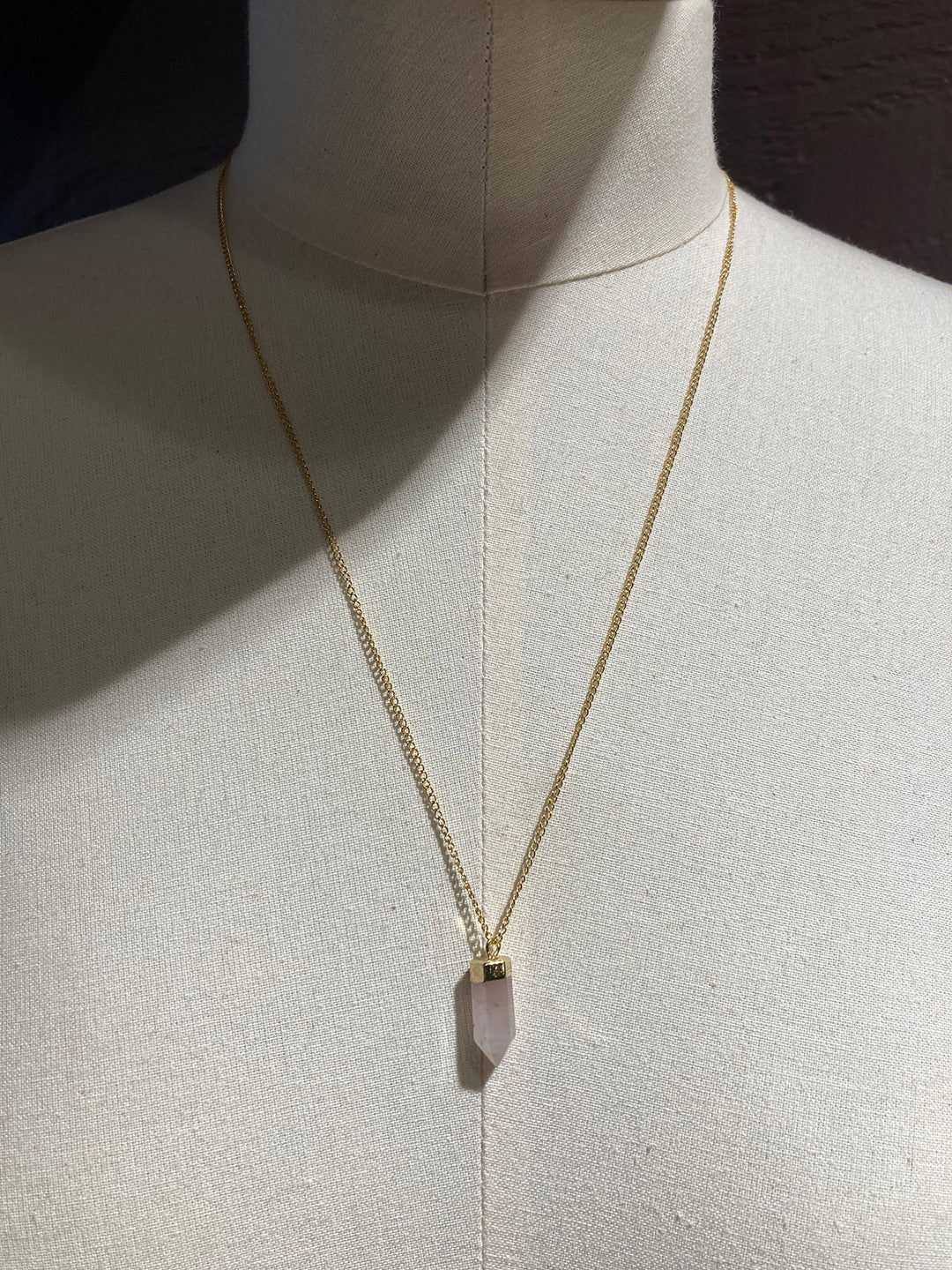 stone rose quartz point gold pendant new york brooklyn by llayers men women jewelry 