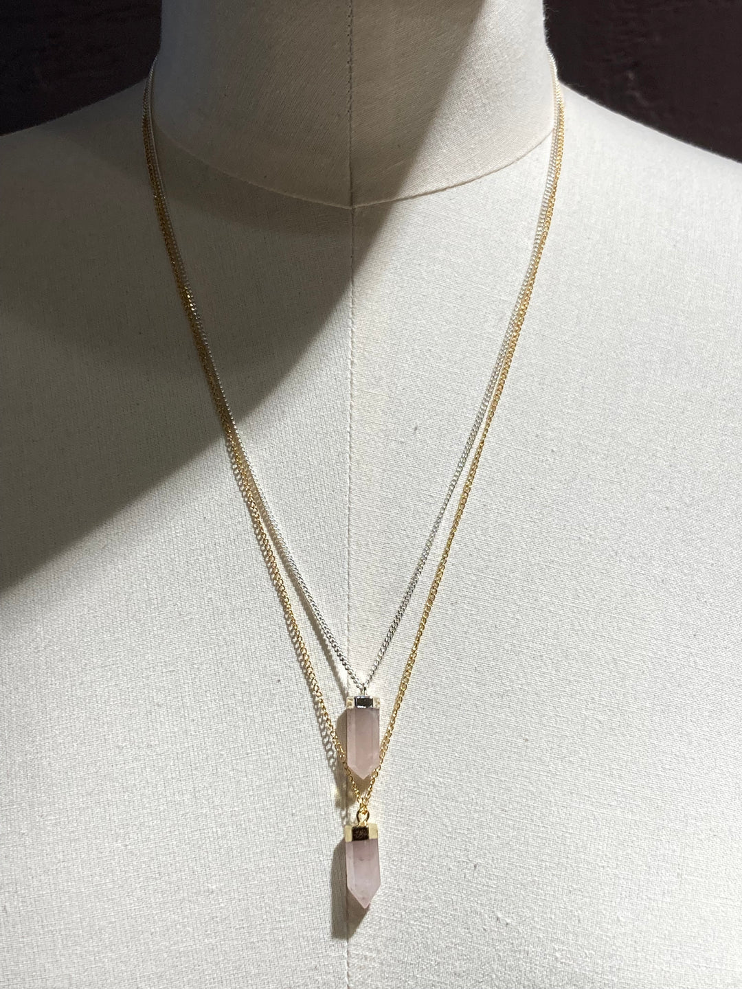 stone rose quartz point gold pendant new york brooklyn by llayers men women jewelry 