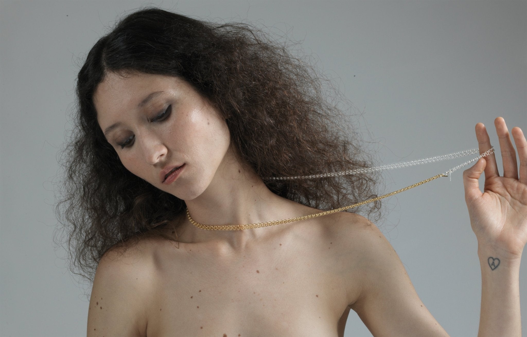 Women's Sterling silver two-row necklace. Best affordable minimalist jewelry brand Made in Brooklyn New York by llayers.