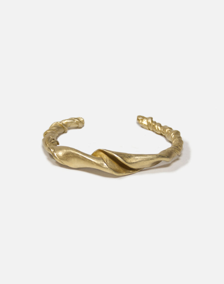 unisex gold brass twisted wave cuff bracelet jewelry made in Brooklyn New York llayers F1