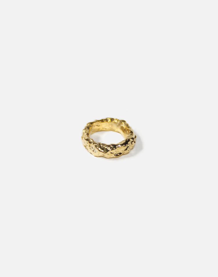 unisex men women gold textured ring band granite jewelry made in Brooklyn New York llayers F1