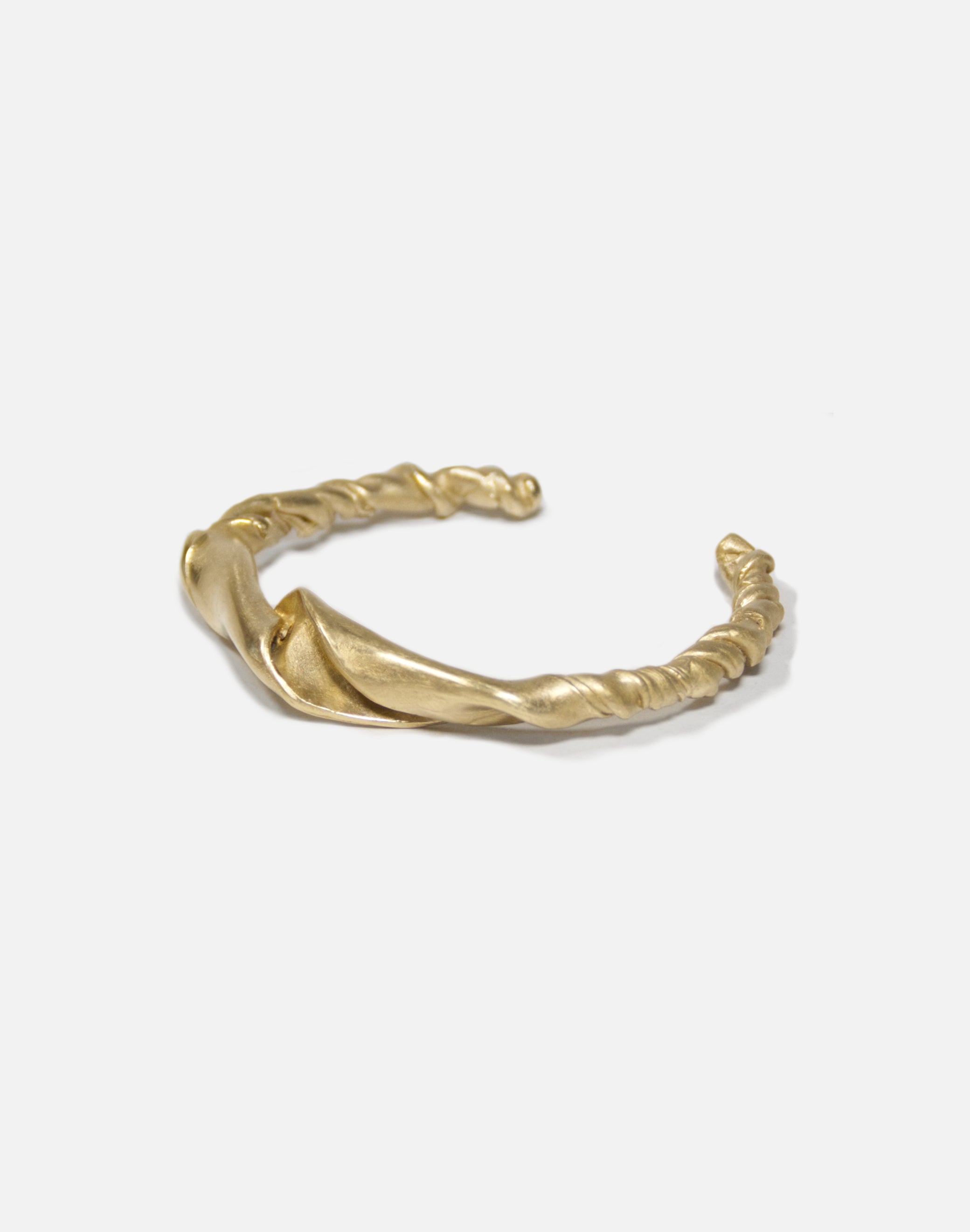 women gold brass twisted wave cuff bracelet jewelry made in Brooklyn New York llayers F2