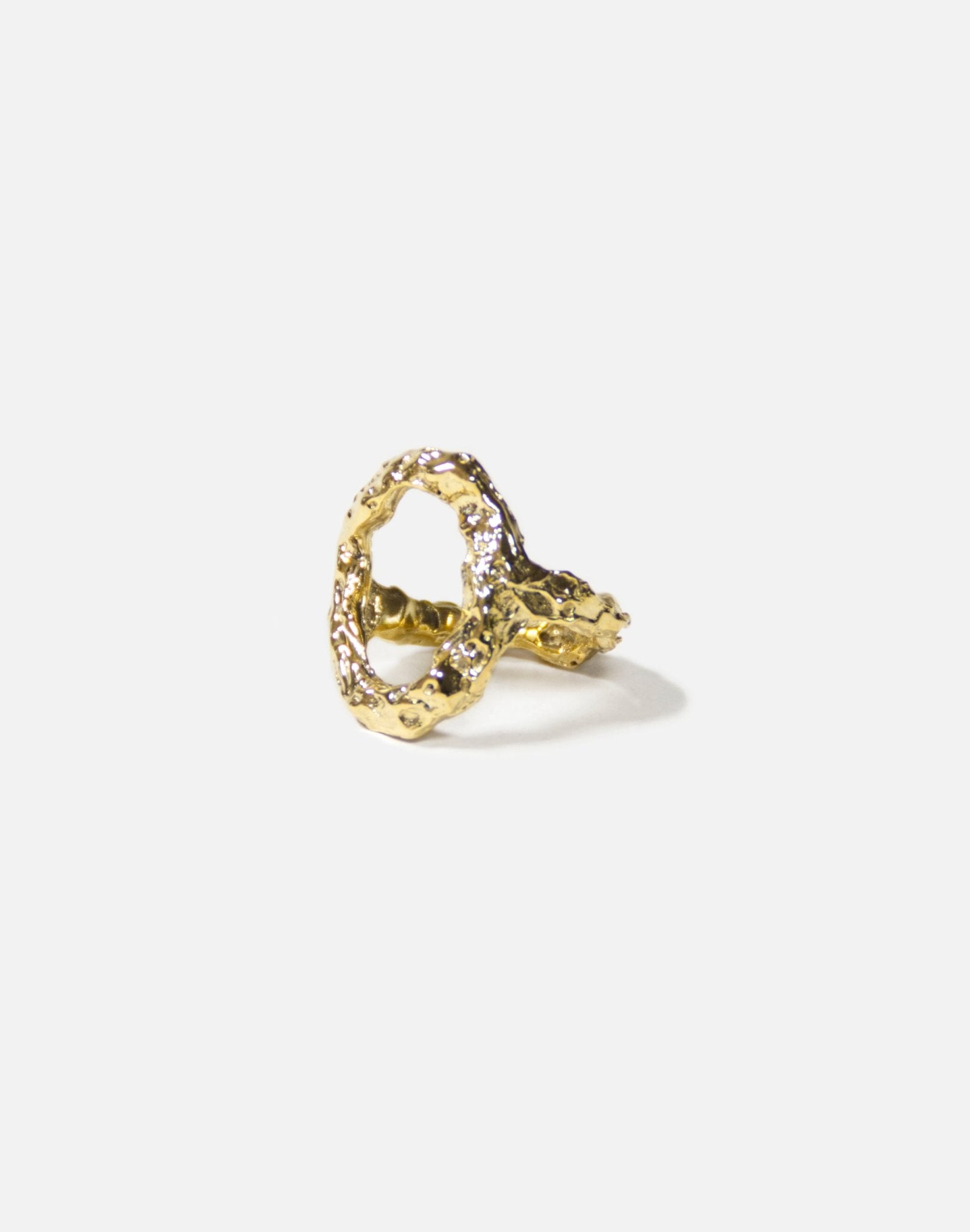 Modern Gold textured ring Luna. Modern minimalist jewelry made in Brooklyn New York by llayers.