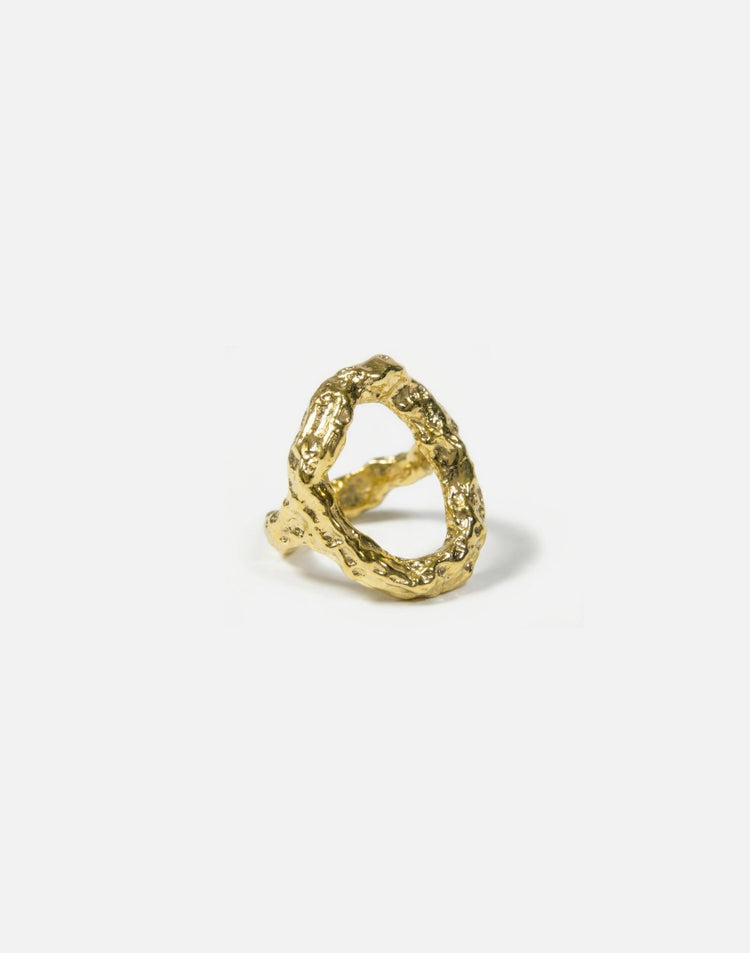 women's gold textured ring Luna. Modern minimalist jewelry made in Brooklyn New York by llayers.