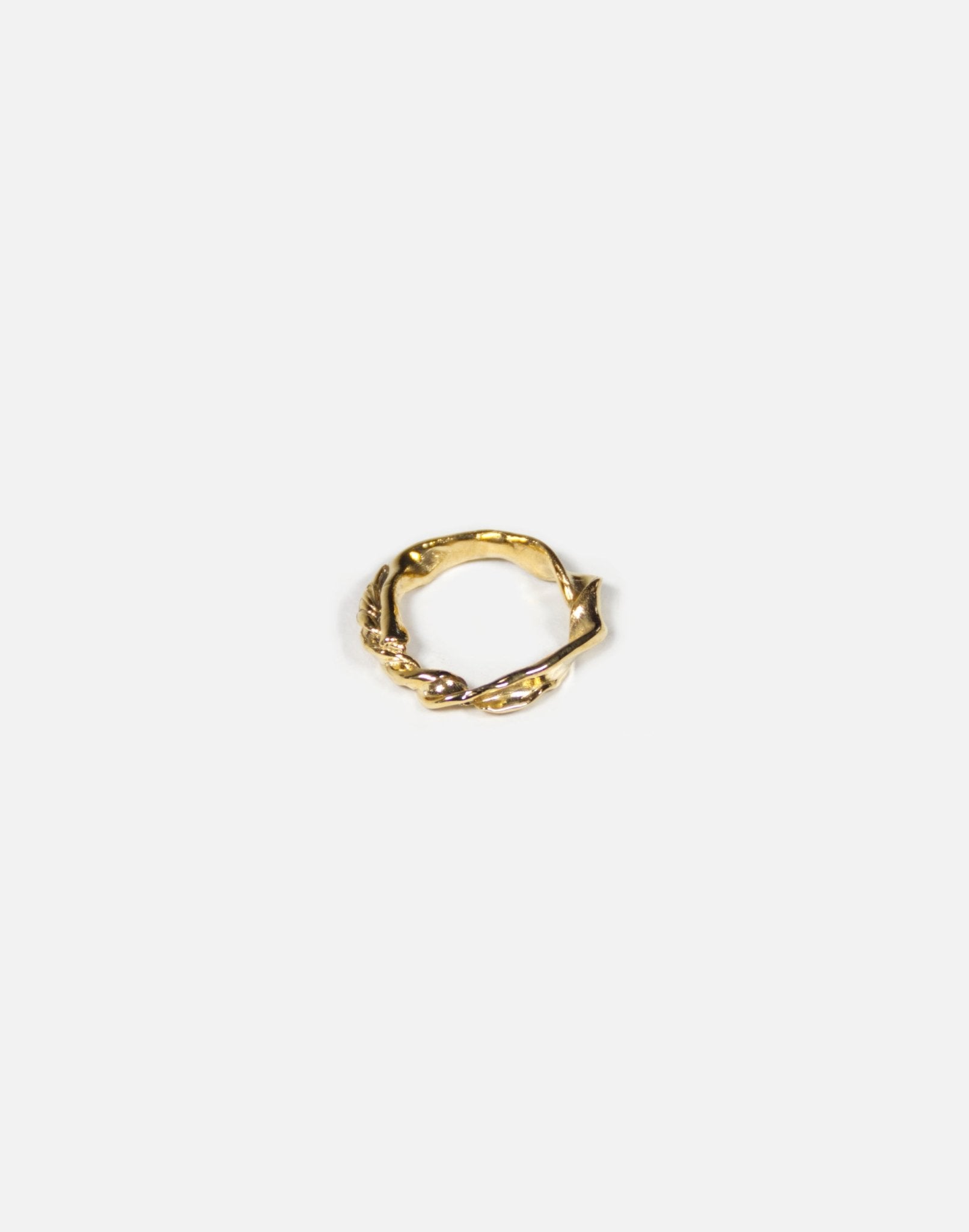Women Gold organic twisted ring essence. Mens and women minimalist jewelry made in Brooklyn New York by llayers.