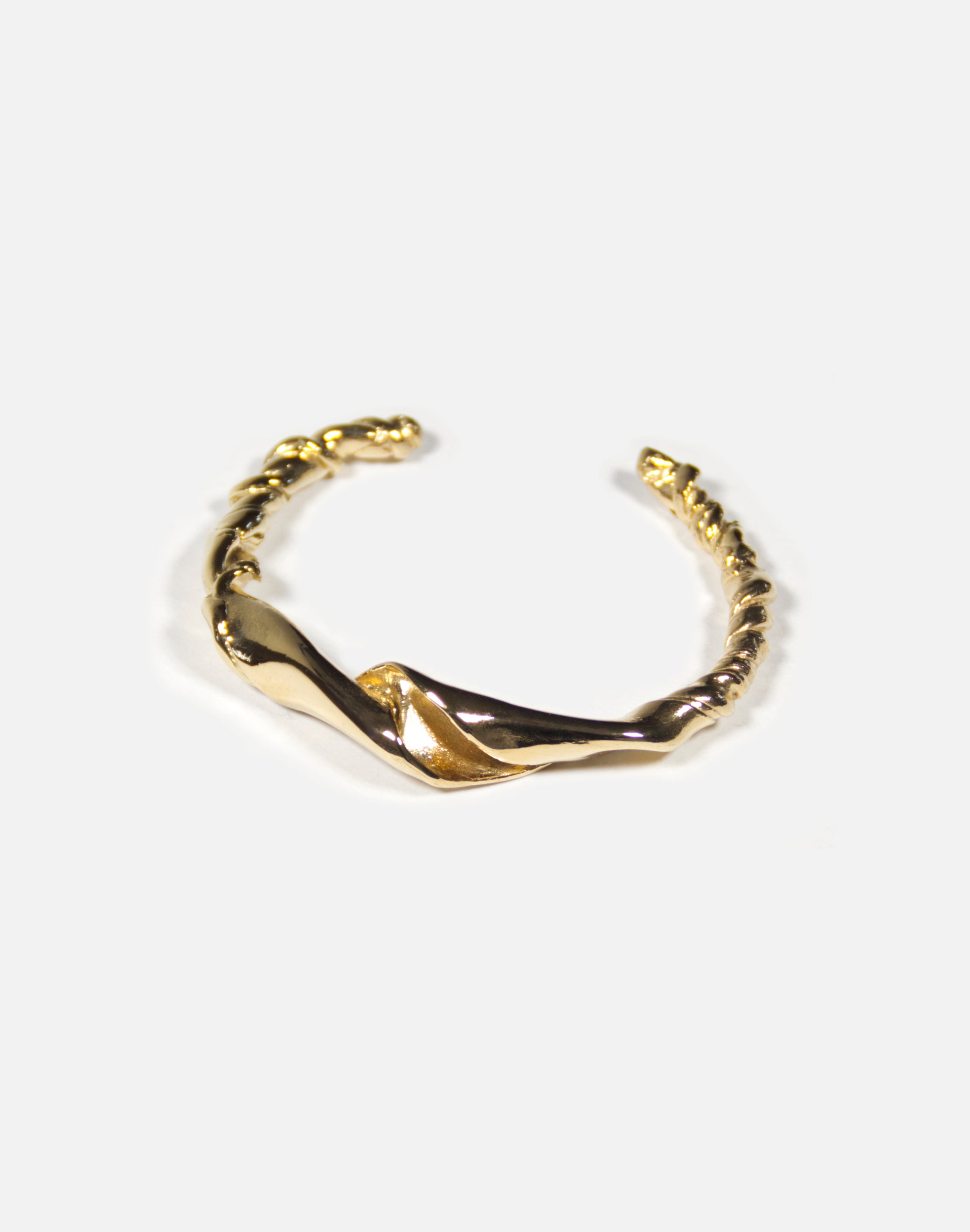 women gold twisted wave cuff bracelet jewelry made in Brooklyn New York llayers F2