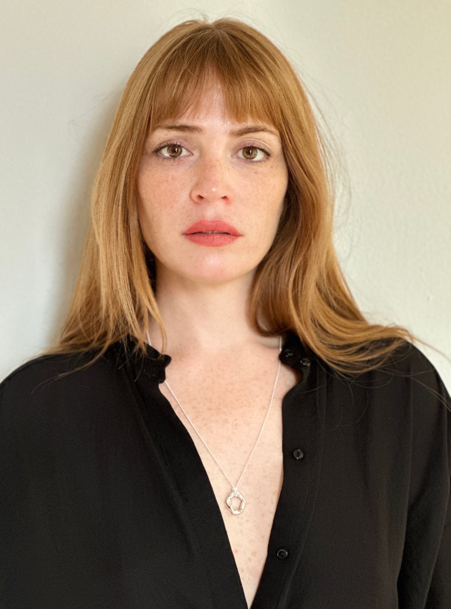 Women Sterling silver minimalist pendant necklace. Jewelry made in Brooklyn New York by designer llayers.