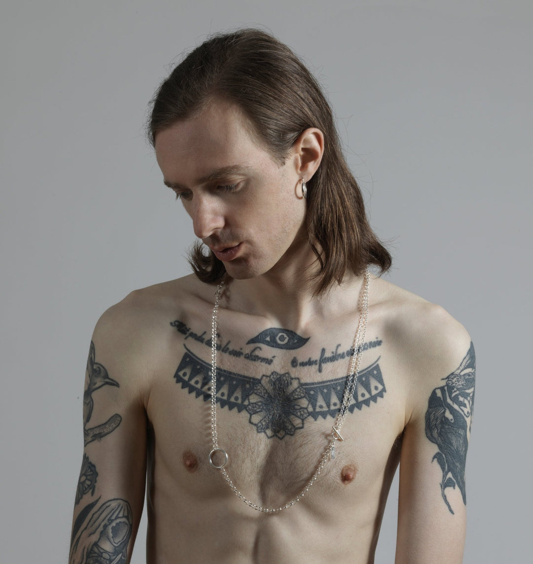 llayers minimal men silver chain choker necklace Made In Brookyn New York 
