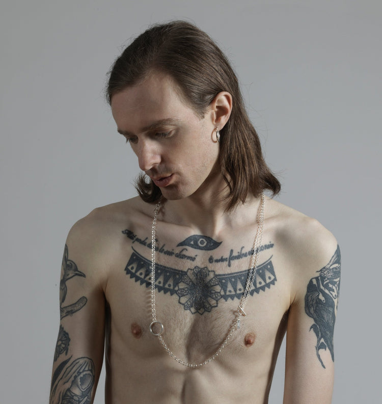 llayers minimal men silver chain choker necklace Made In Brookyn New York 