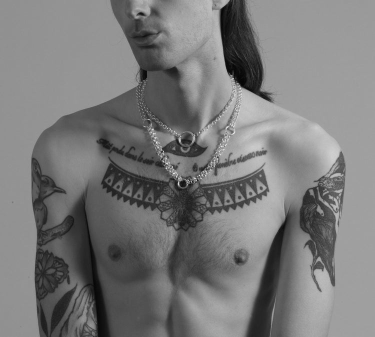 men silver chain choker necklace Made In Brookyn New York