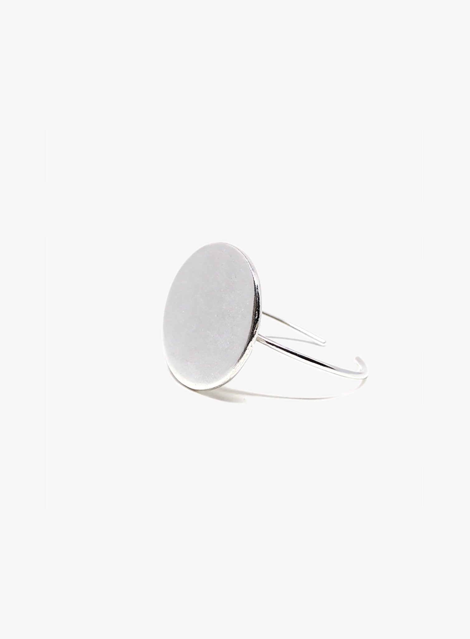Silver round cuff bracelet minimalist Solar disk in New York Brooklyn by llayers