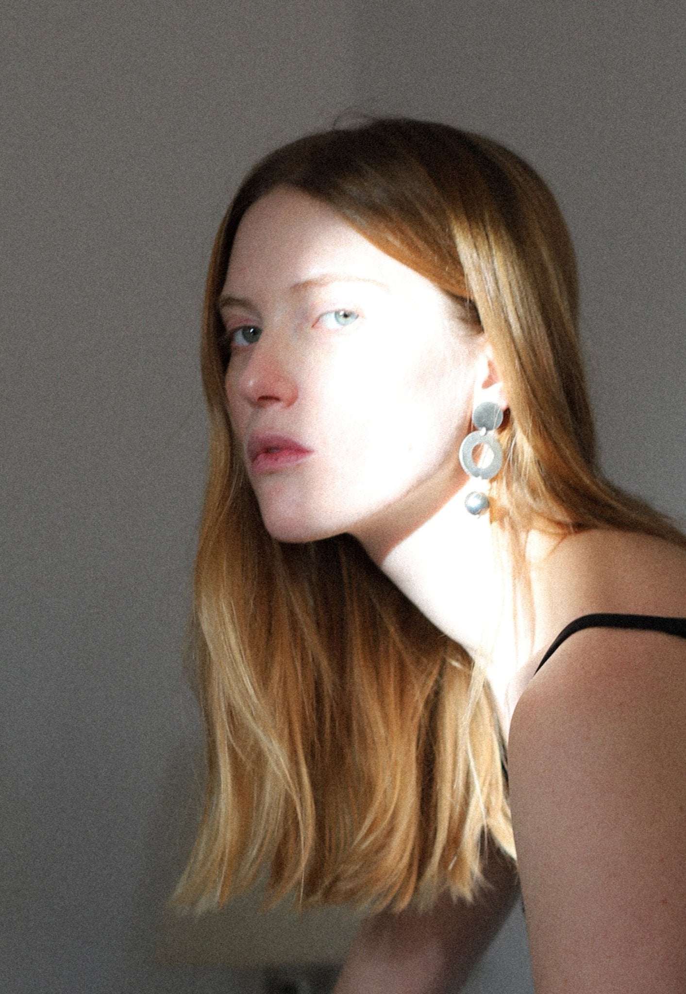 dangly silver sphere earrings satellite in Brooklyn New York by llayers jewelry 