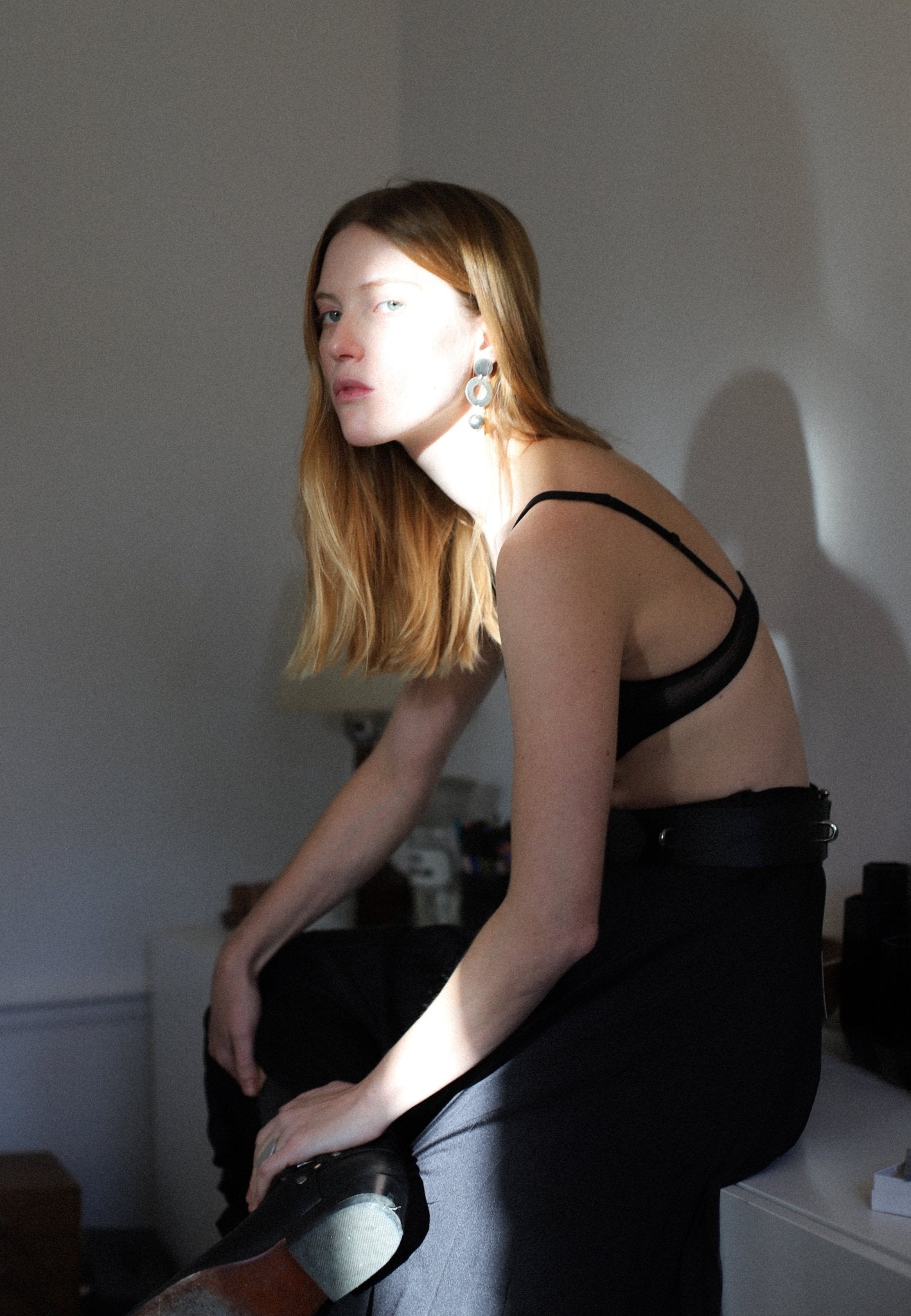 dangly silver sphere earrings satellite in Brooklyn New York by llayers jewelry 