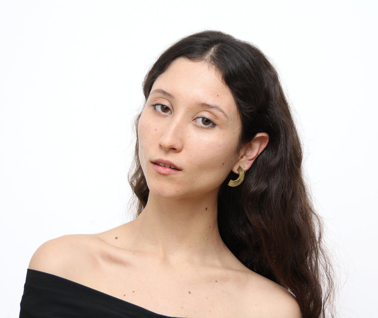 gold moon crescent statement earrings phase brooklyn new york by llayers jewelry men women 