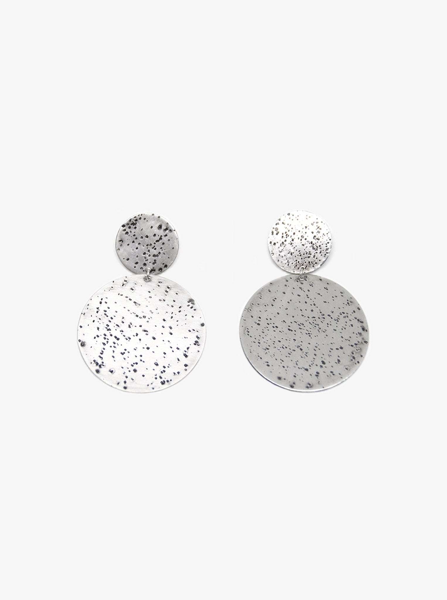 llayers jewelry silver earrings double meteor dangly texture