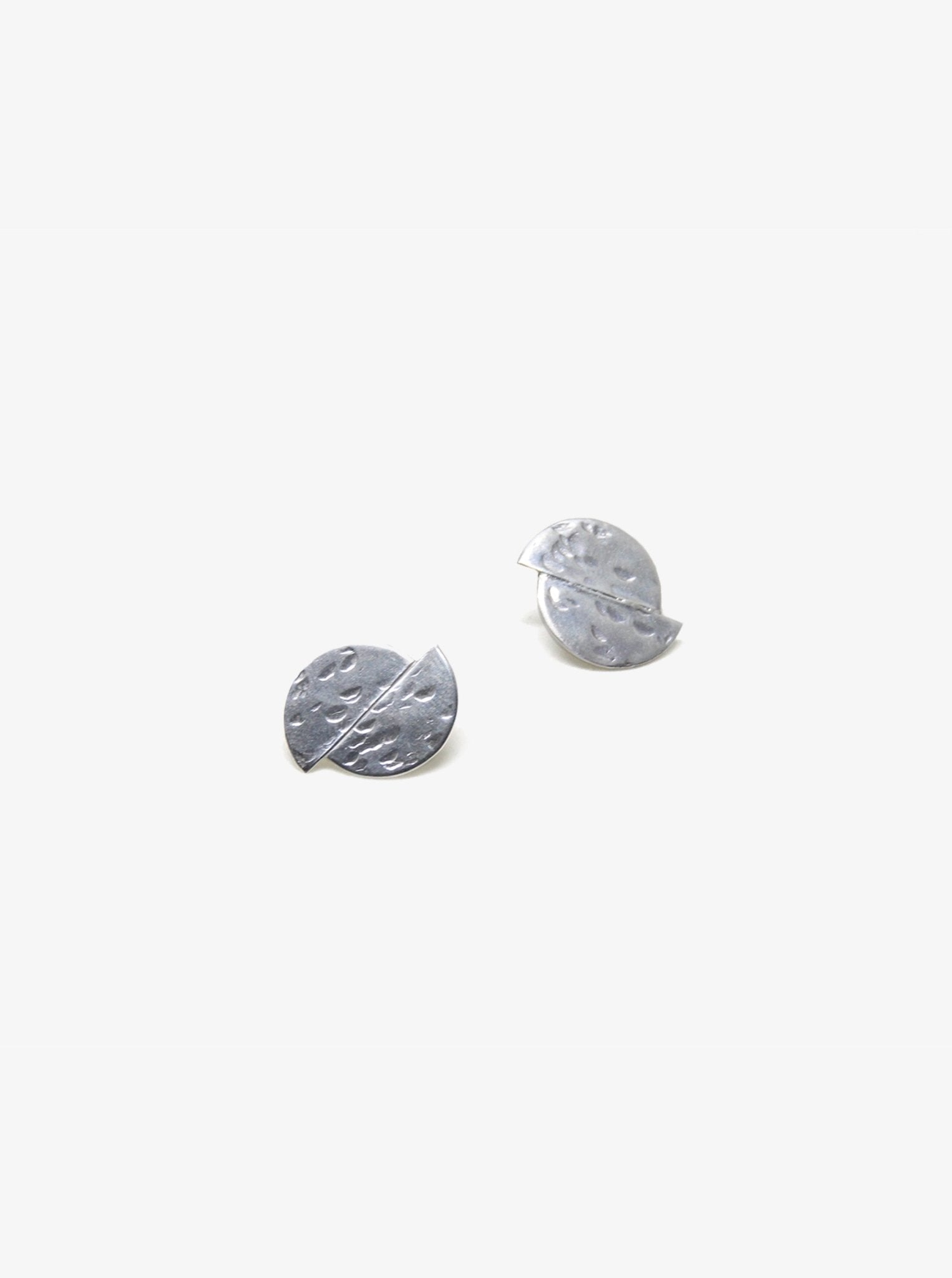 llayers jewelry lacus earrings  stud earrings in moon textured silver 