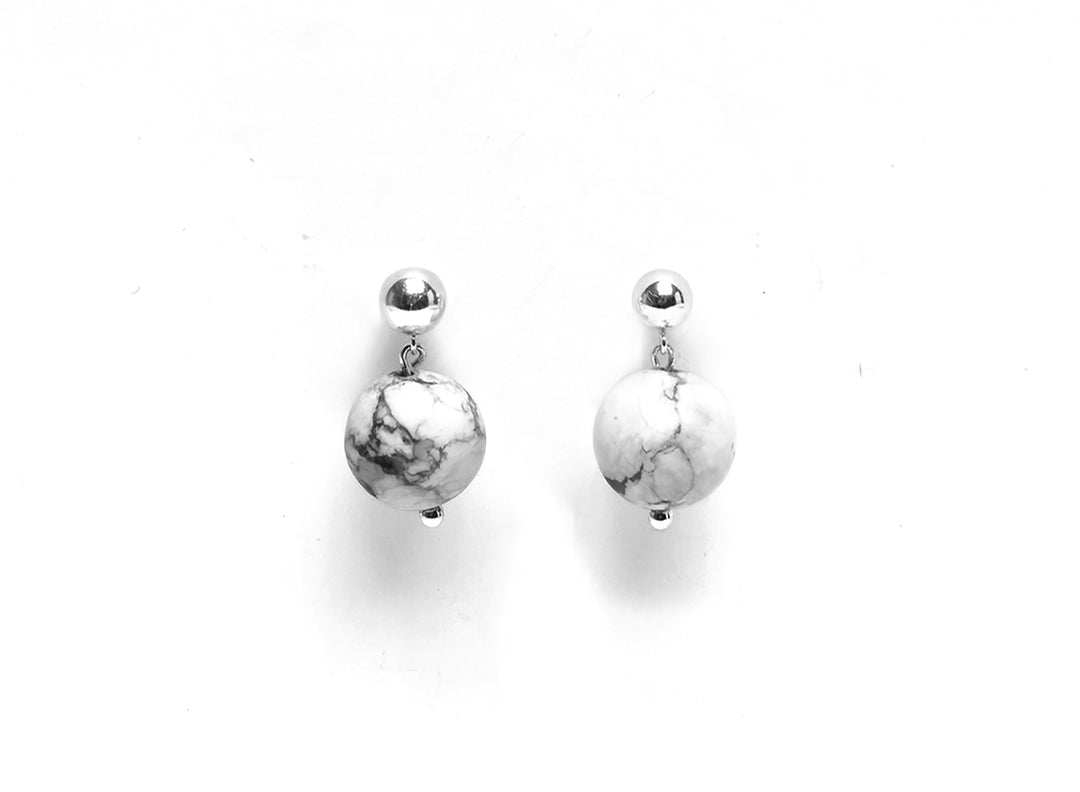 llayers jewelry dangly silver earrings howlite orbit boucles oreilles pierre