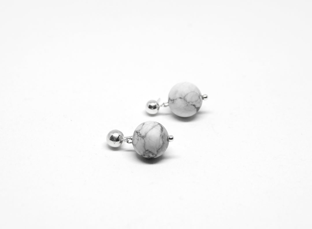 llayers jewelry dangly silver earrings howlite orbit boucles oreilles pierre
