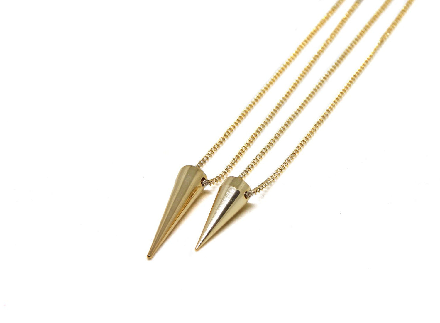 llayers jewelry necklace gold punk spike collier pointe or fait main