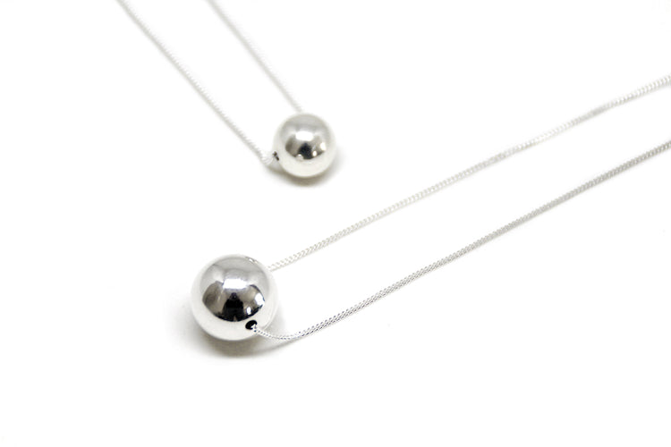 llayers jewelry solar silver necklace with sphere - collier avec boule en argent