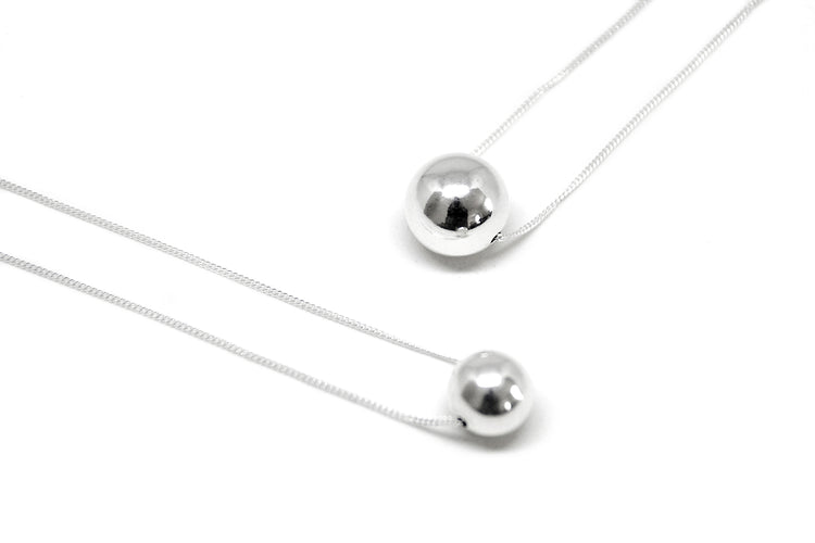 llayers jewelry solar silver necklace with sphere - collier avec boule en argent