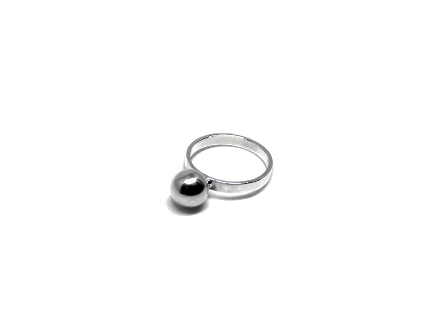 silver ring sphere lunar silver in brooklyn New York by designer llayers